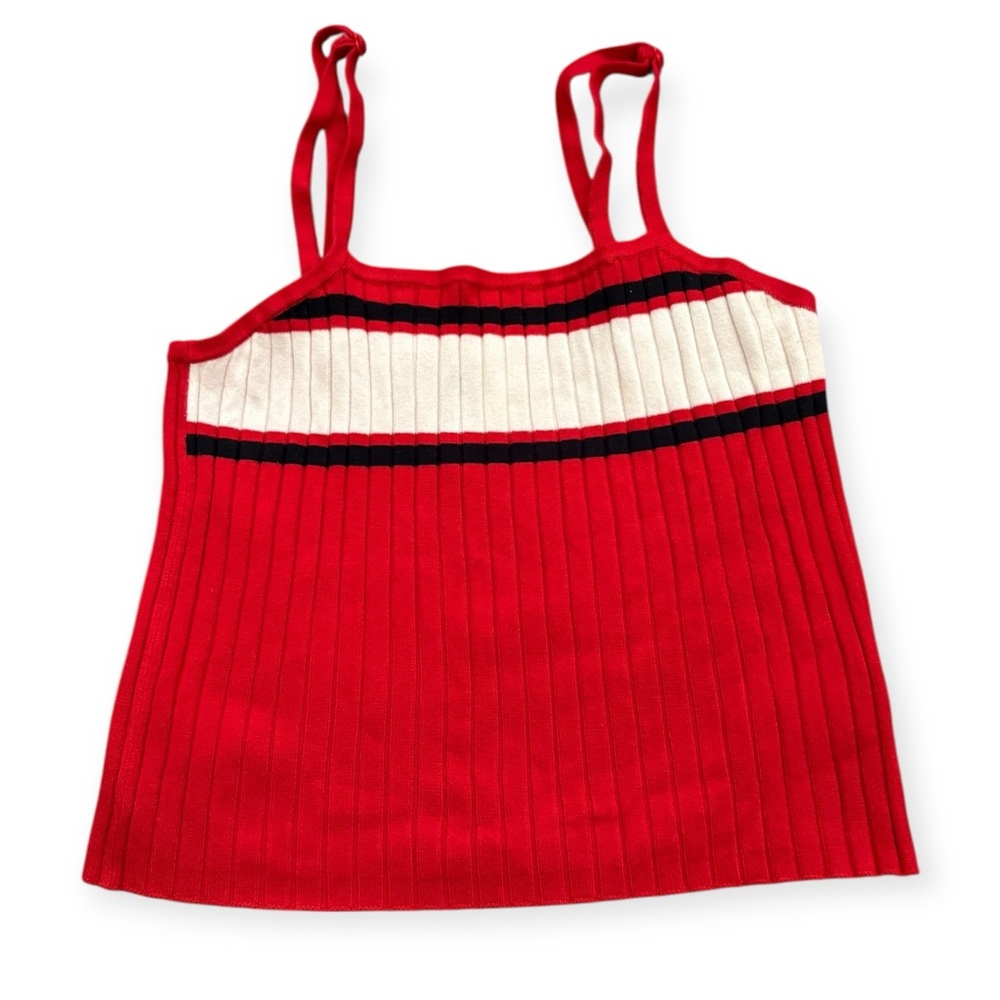 Divided H&M Red, Black, and White Cropped Tank Top Size Medium